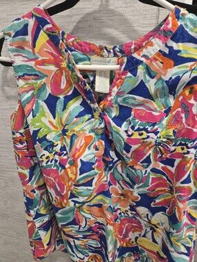 Caribbean Joe Women's Multicolor Floral Sleeveless Top